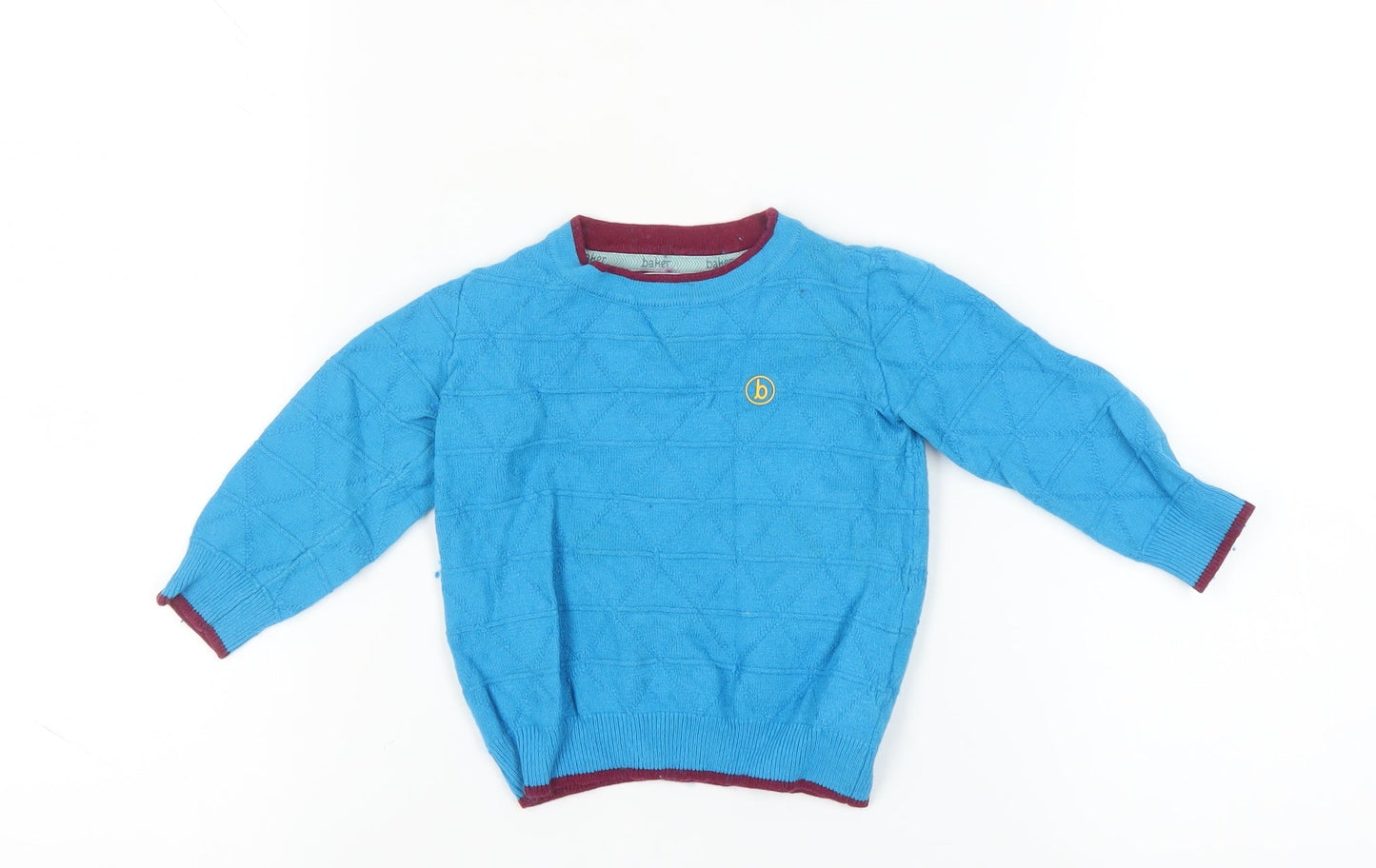 Baker by Ted Baker Unisex Blue Argyle Pullover Jumper, 18-24 Months