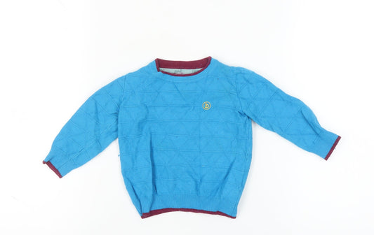 Baker by Ted Baker Unisex Blue Argyle Pullover Jumper, 18-24 Months