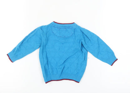 Baker by Ted Baker Unisex Blue Argyle Pullover Jumper, 18-24 Months