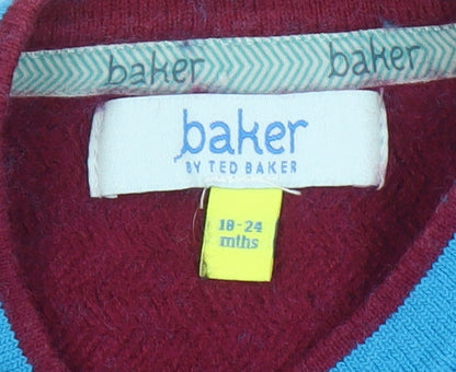 Baker by Ted Baker Unisex Blue Argyle Pullover Jumper, 18-24 Months