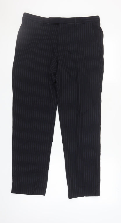 Marks and Spencer Men's Blue Striped Trousers, Size 34