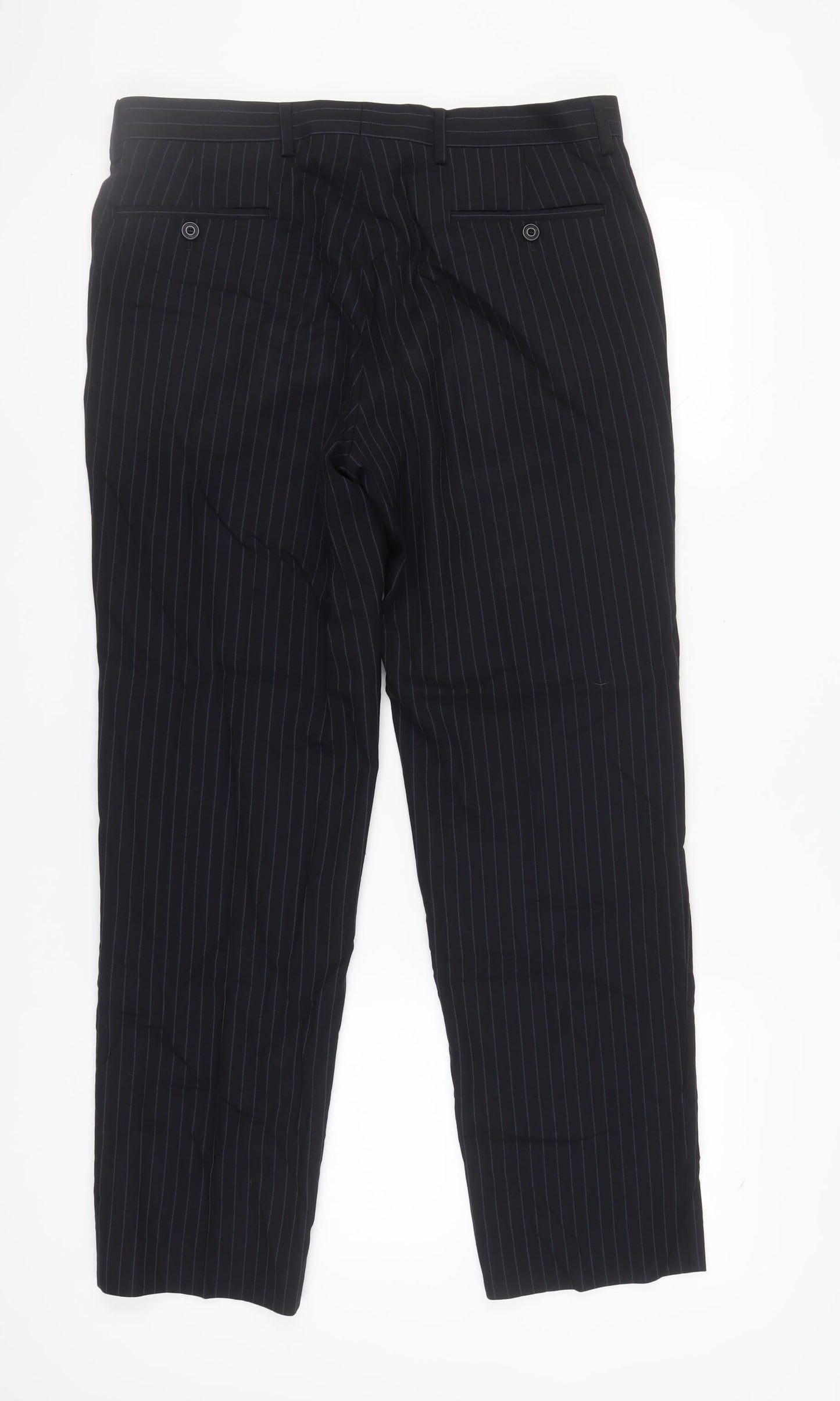 Marks and Spencer Men's Blue Striped Trousers, Size 34
