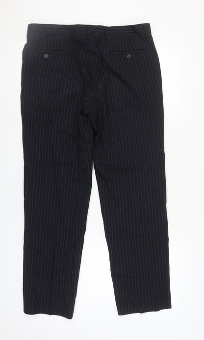 Marks and Spencer Men's Blue Striped Trousers, Size 34