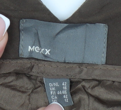 Mexx Women's Brown Herringbone Trousers Size 16