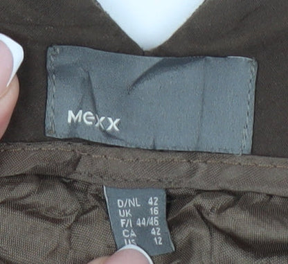 Mexx Women's Brown Herringbone Trousers Size 16