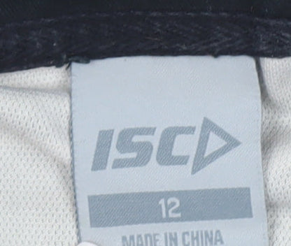 ISC Women's Black Polo Shirt, Size 12, Stripe Pattern