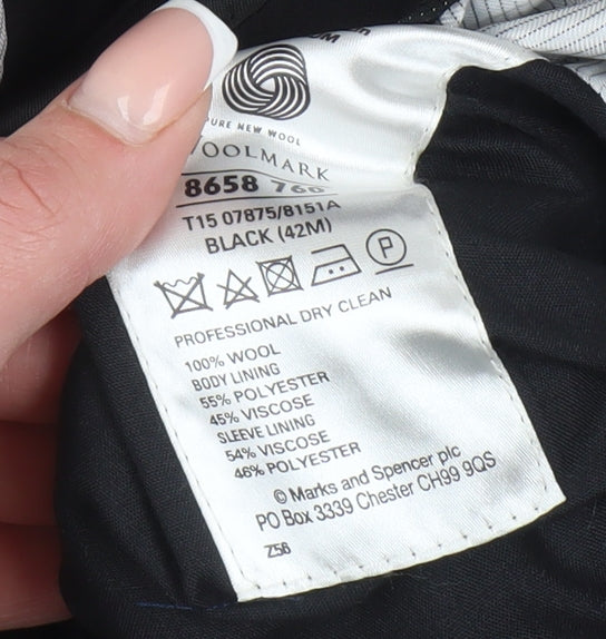 Mens UK Size 42 Marks and Spencer Regular Black Suit Jacket