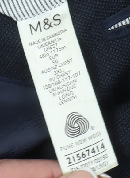 Mens UK Size 46 Marks and Spencer Regular Blue Suit Jacket
