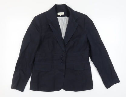 Marks and Spencer Women's Navy Blazer, Size 14, Linen