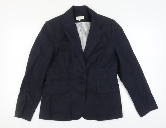 Marks and Spencer Women's Navy Blazer, Size 14, Linen