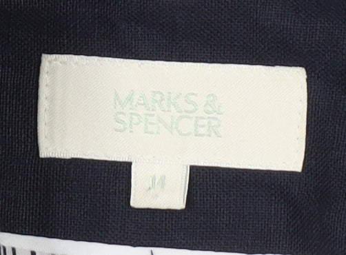 Marks and Spencer Women's Navy Blazer, Size 14, Linen
