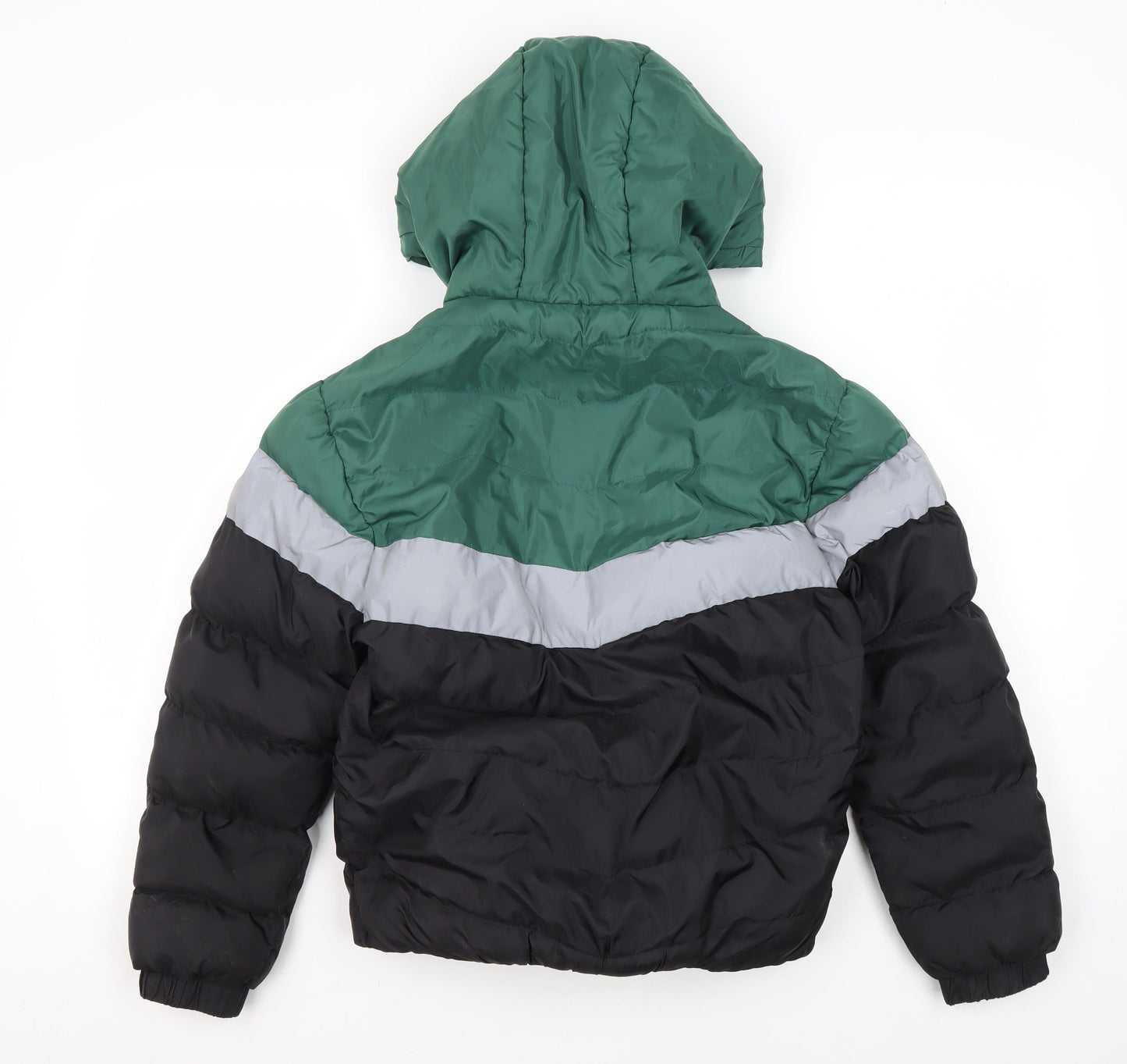 Threadboys Boys Green Colourblock Puffer Jacket 9-10 Years