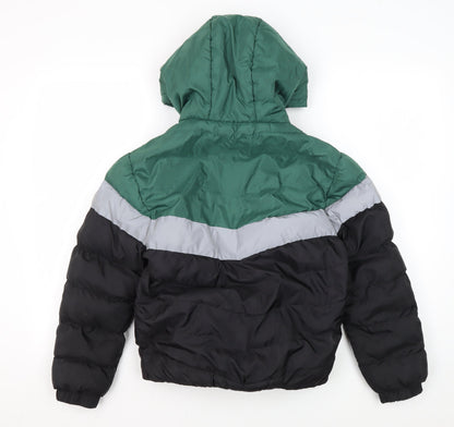 Threadboys Boys Green Colourblock Puffer Jacket 9-10 Years