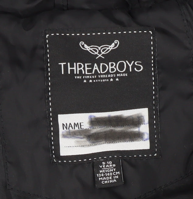 Threadboys Boys Green Colourblock Puffer Jacket 9-10 Years