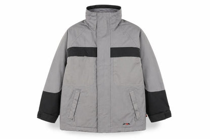 Front view of Trespass boys’ grey black parka jacket 5-6 years winter