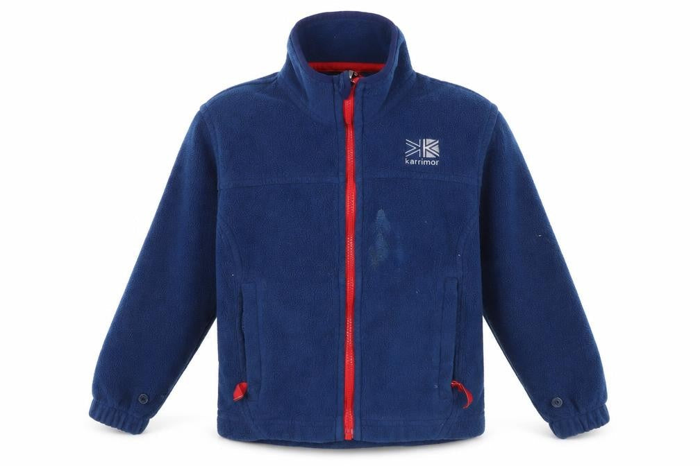 Front view of Karrimor boys’ blue fleece jacket 7-8 years with full zip