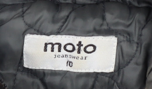 Moto Jeanswear Women's Black Hooded Jacket Size 10