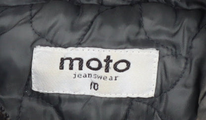 Moto Jeanswear Women's Black Hooded Jacket Size 10