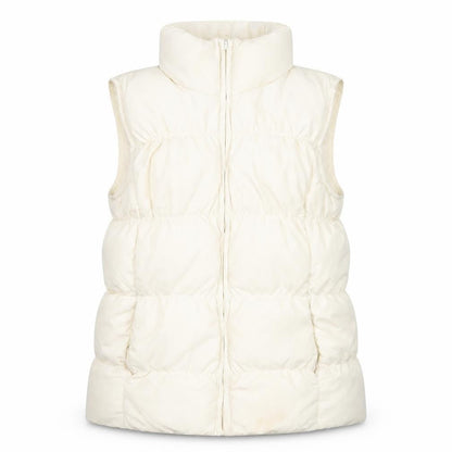 Front view of Lands' End girls’ white puffer jacket 11 years