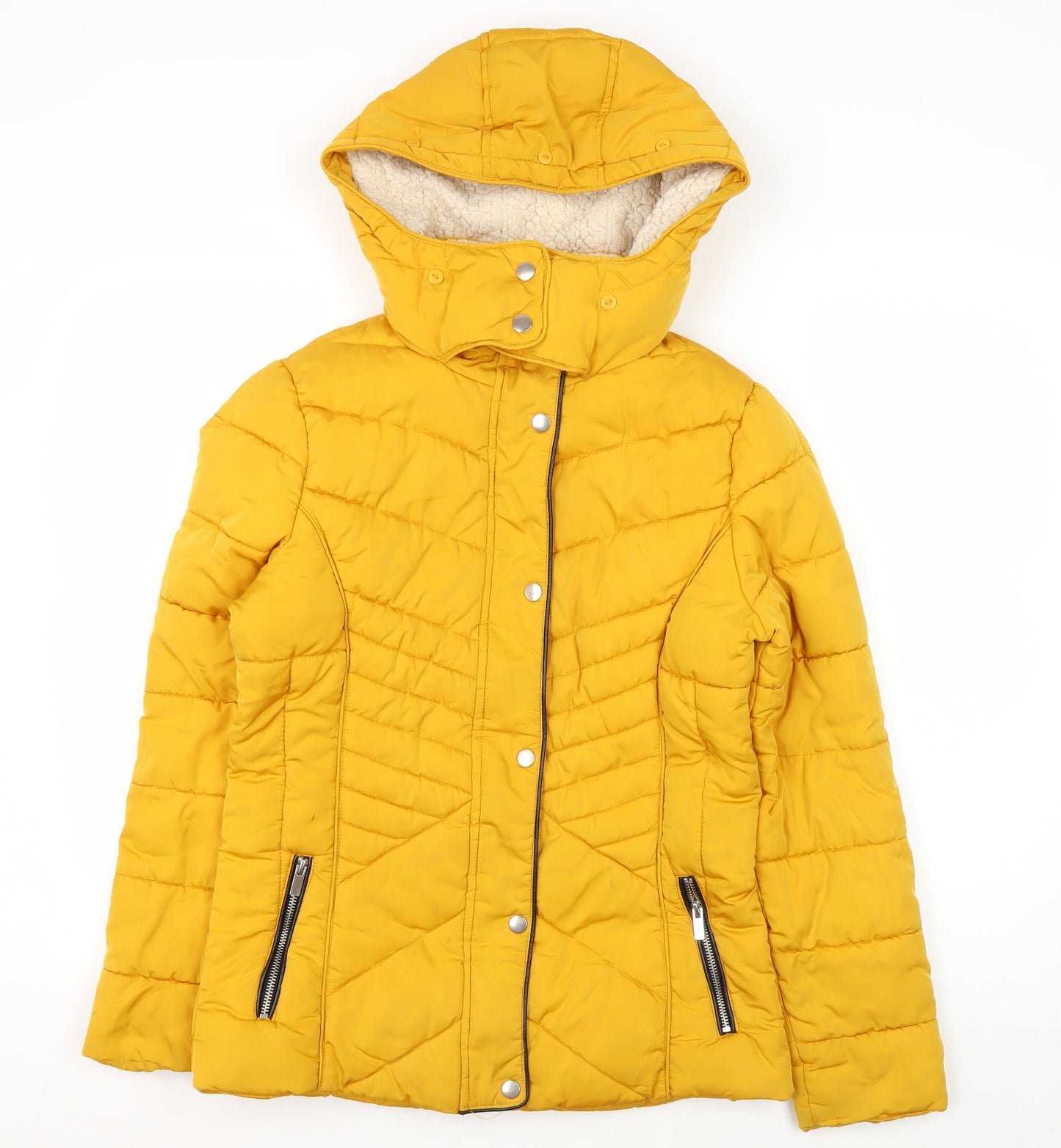 New Look Women's Yellow Puffer Jacket Size 6