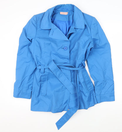John Lewis Women's Blue Mid-Length Belted Coat, Size 6