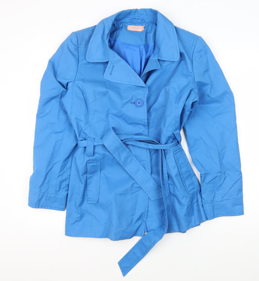 John Lewis Women's Blue Mid-Length Belted Coat, Size 6