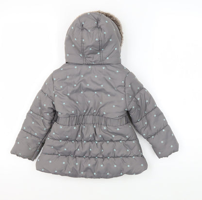 Rocha Little Rocha Grey Puffer Coat, 18-24 Months, Winter Hooded