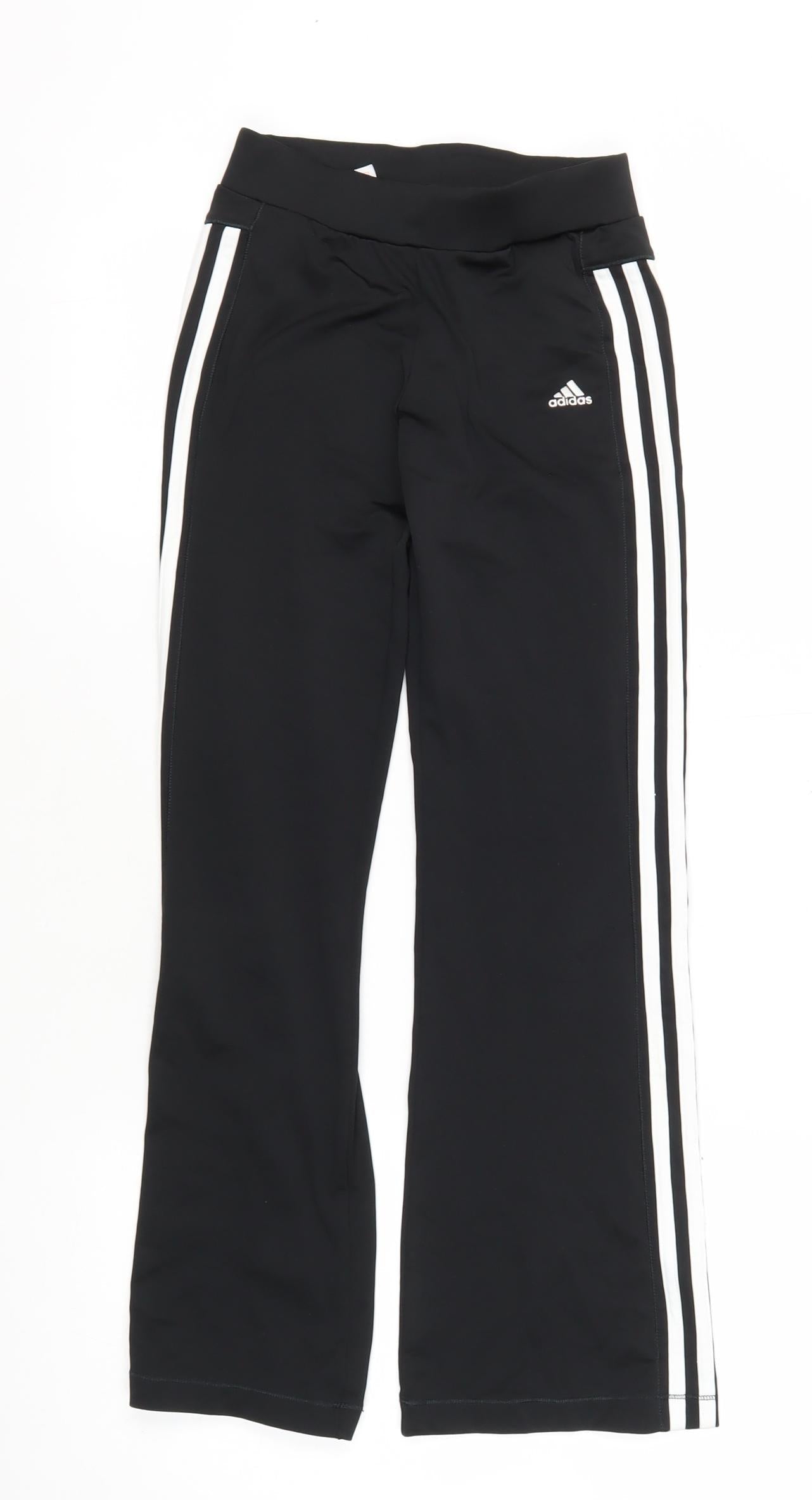 Adidas Teens Black Track Pants with Side Stripe