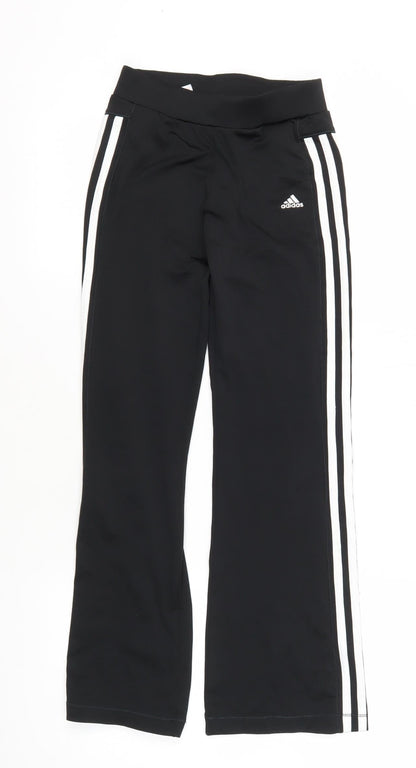 Adidas Teens Black Track Pants with Side Stripe