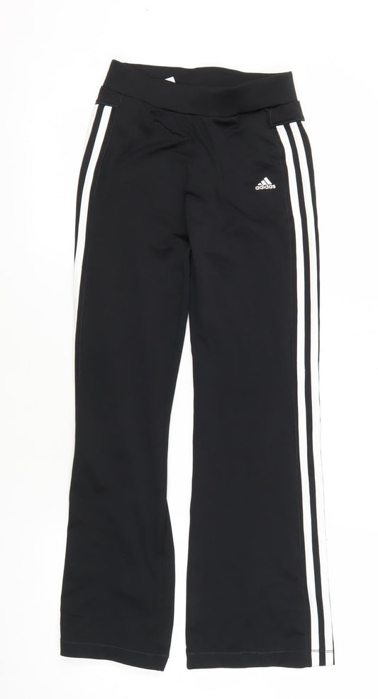 Adidas Teens Black Track Pants with Side Stripe