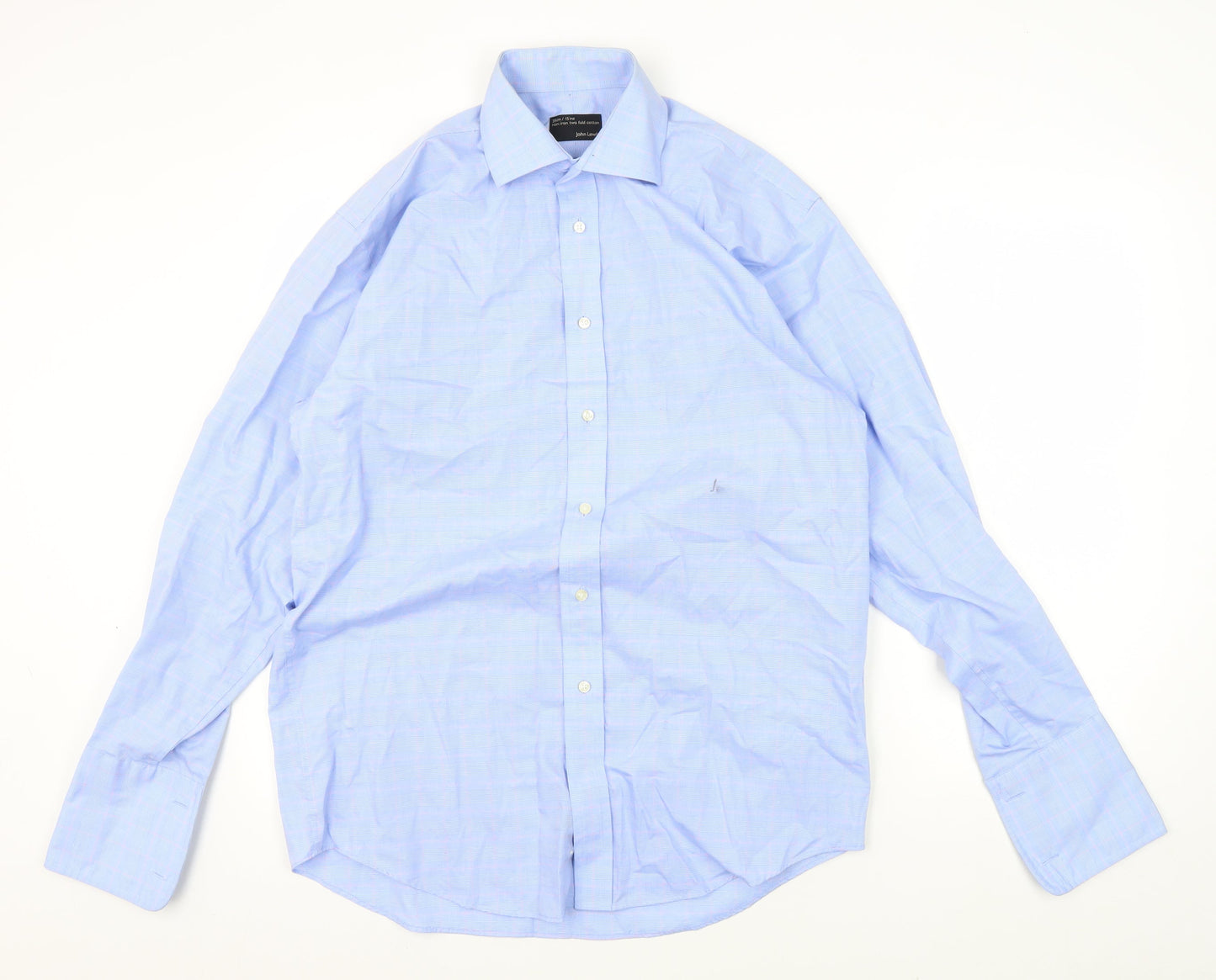 Mens UK Collar Size 15 John Lewis Smart Blue  Dress Shirt