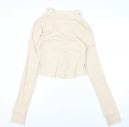 Out From Under Women's Beige XL Cropped Button-Up Top
