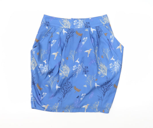 H&M Women's Blue Skirt, Size 10, Polyester, Zip Closure