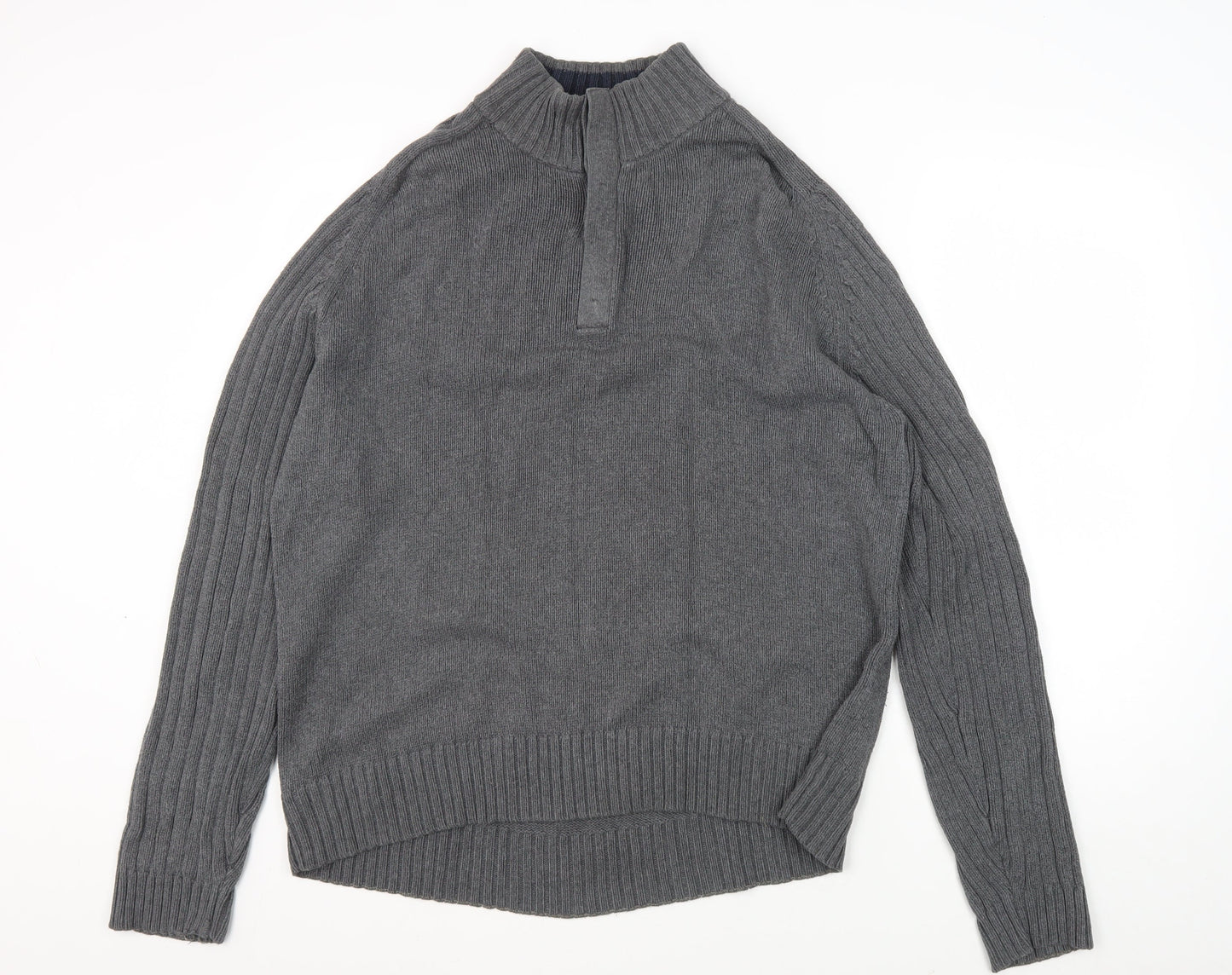 Marks and Spencer Grey Mock Neck Cotton Jumper Large