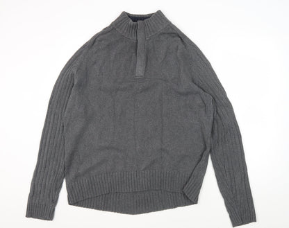 Marks and Spencer Grey Mock Neck Cotton Jumper Large
