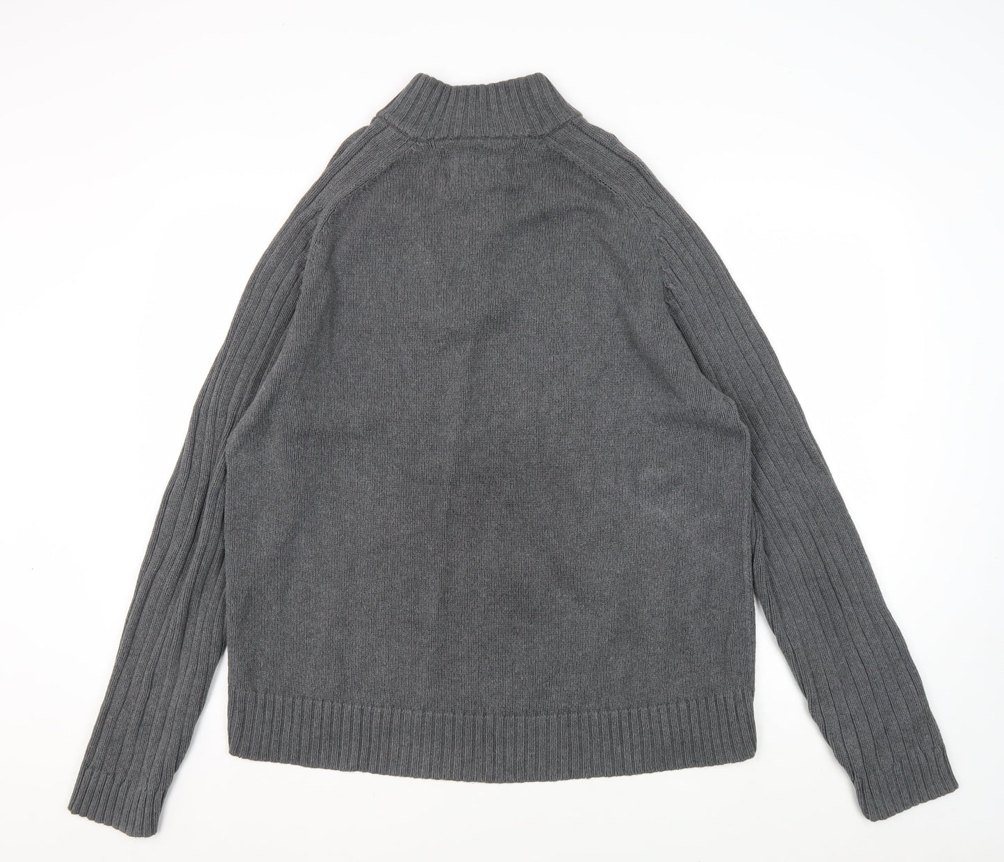 Marks and Spencer Grey Mock Neck Cotton Jumper Large