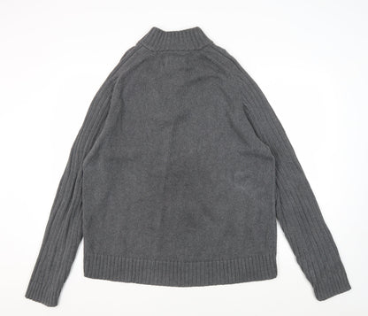 Marks and Spencer Grey Mock Neck Cotton Jumper Large