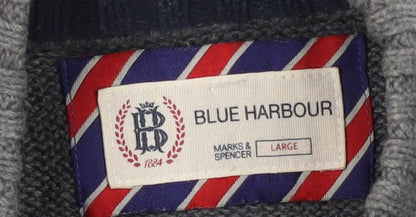 Marks and Spencer Grey Mock Neck Cotton Jumper Large