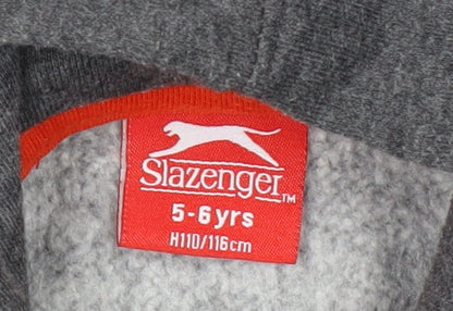 Slazenger Boys Grey Orange Pullover Hoodie 5-6 Years