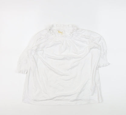 Boden Girls White Top, Size 8-9 Years, 3/4 Sleeve