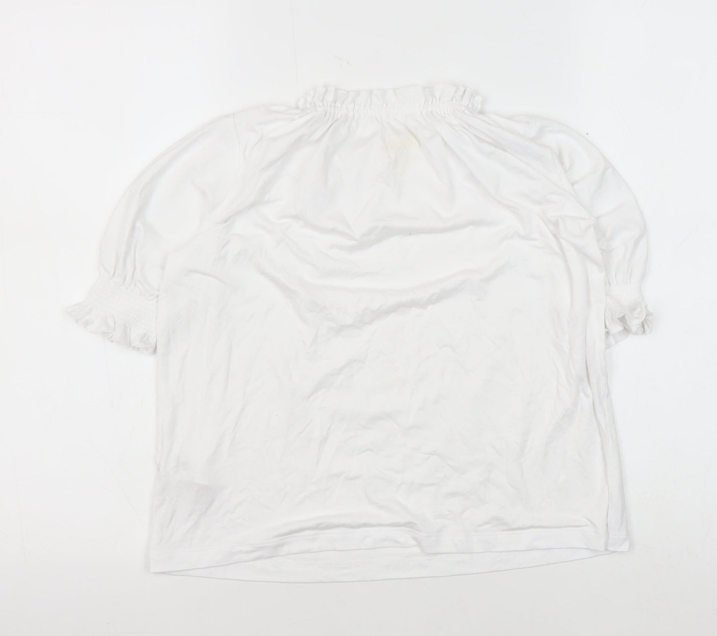 Boden Girls White Top, Size 8-9 Years, 3/4 Sleeve