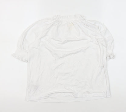 Boden Girls White Top, Size 8-9 Years, 3/4 Sleeve