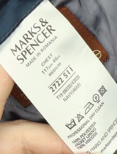 Mens UK Size 46 Marks and Spencer Regular Blue Suit Jacket