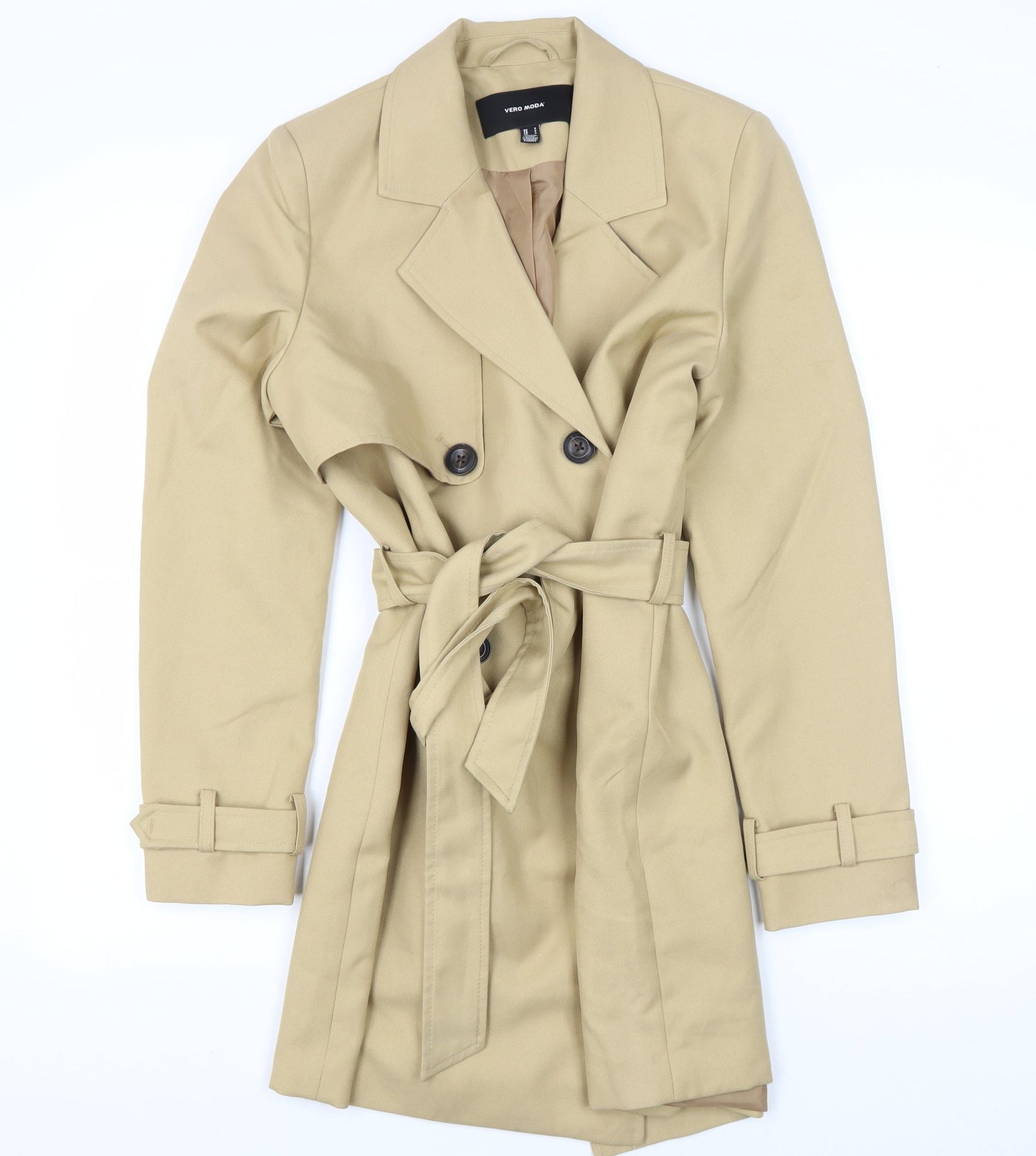 Womens UK Size S VERO MODA Beige Trench Coat