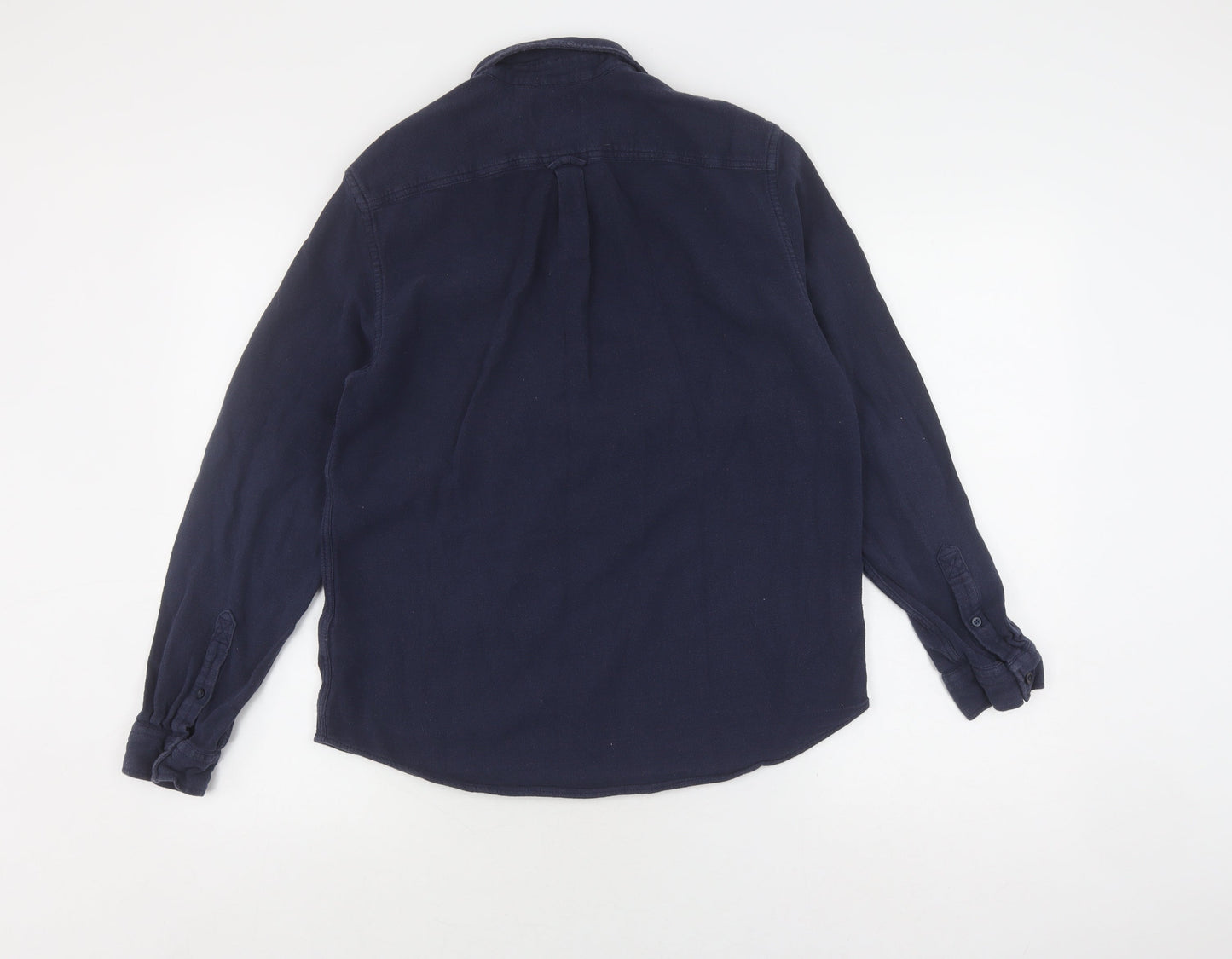C&A Men's Blue Long Sleeve Button-Up Shirt M