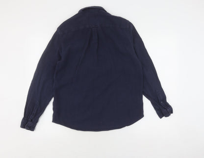 C&A Men's Blue Long Sleeve Button-Up Shirt M
