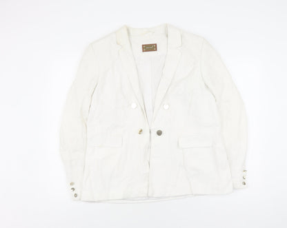 Marks and Spencer Women's White Blazer UK 16 Linen Blend