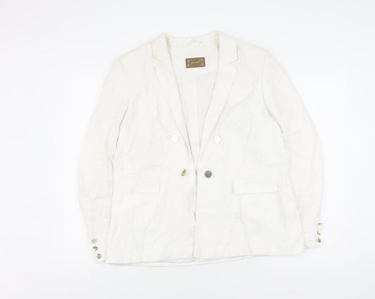 Marks and Spencer Women's White Blazer UK 16 Linen Blend