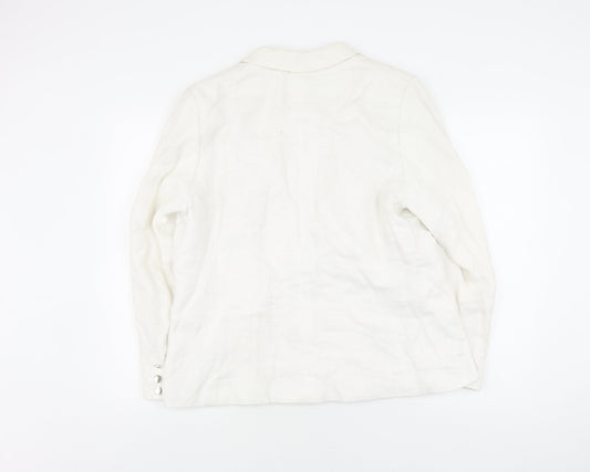 Marks and Spencer Women's White Blazer UK 16 Linen Blend