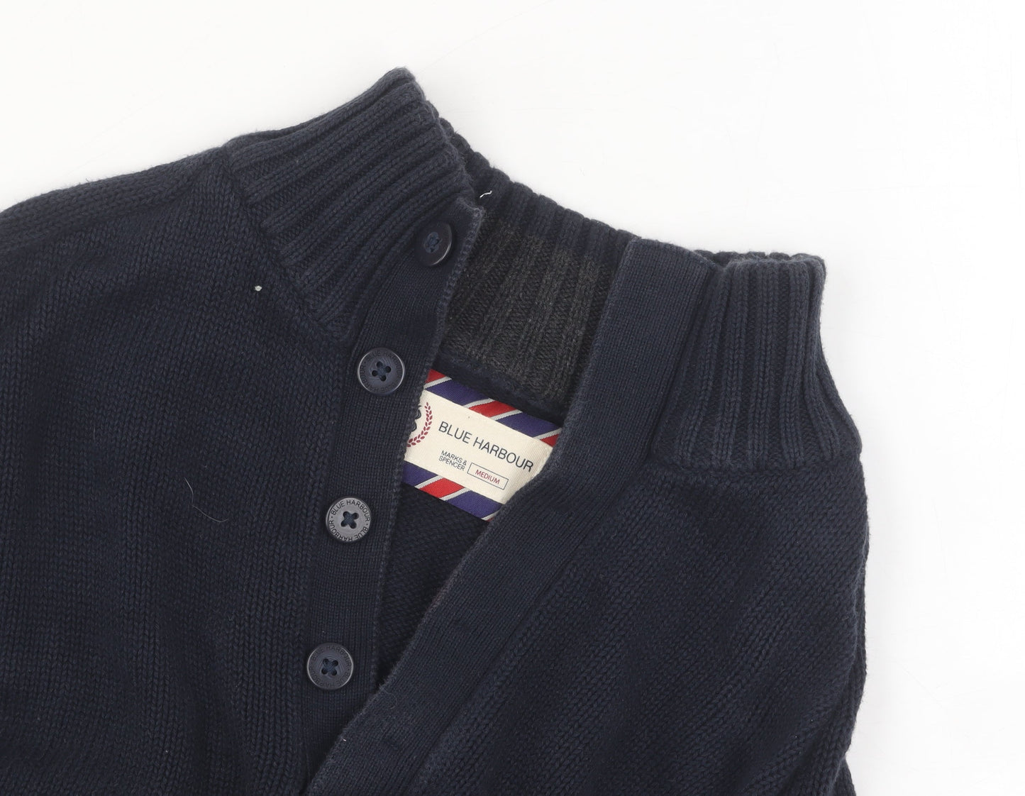 Marks and Spencer Men's Blue Cardigan, Medium, Cotton